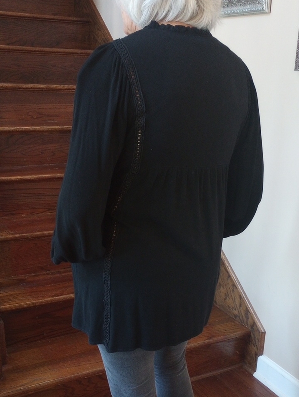 Boutique Black Lace Yoke Tunic - Picture 2 of 4